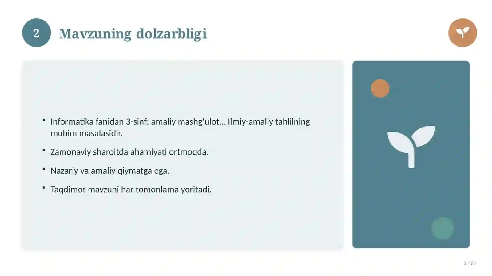 Informatika fanidan 3-sinf: amaliy mashg'ulot ishlanmasi 2