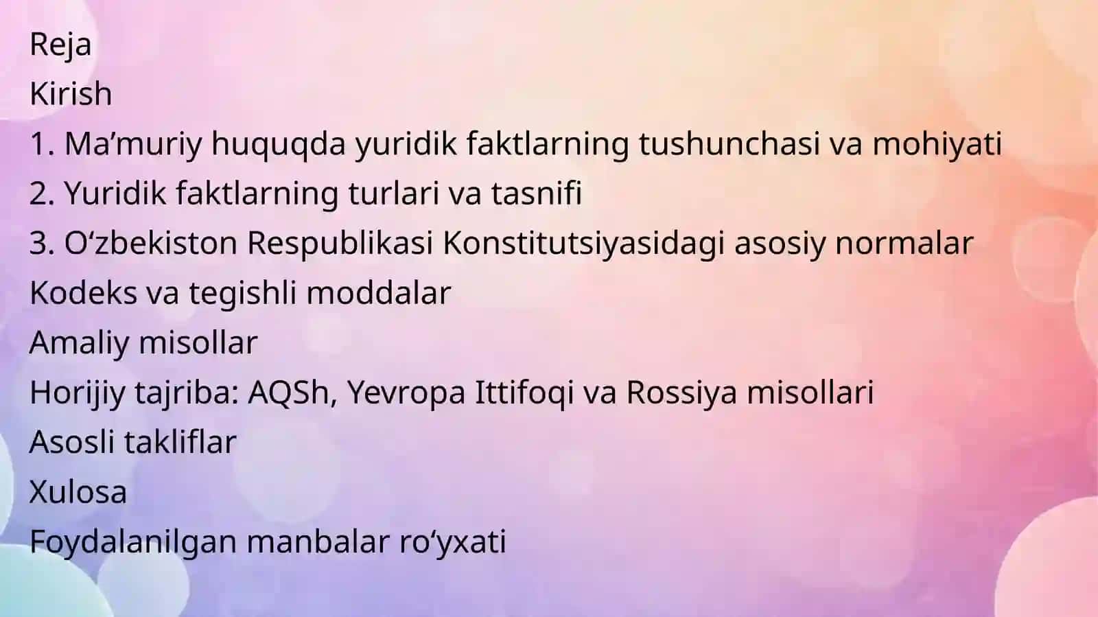 Ma’muriy huquqda yuridik faktlar 2