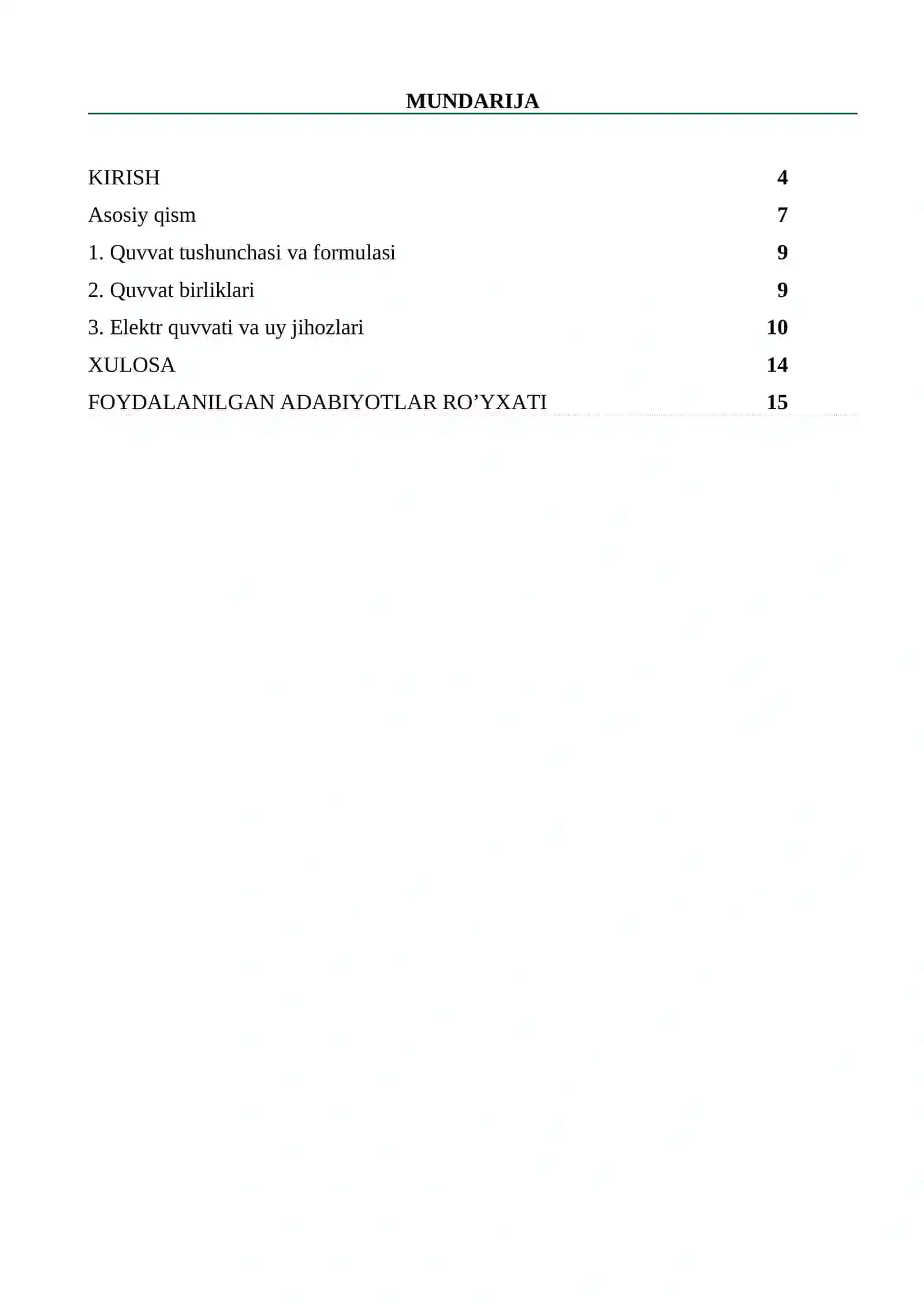 Quvvat va uning birliklari Mikrodars ishlanmasi 2