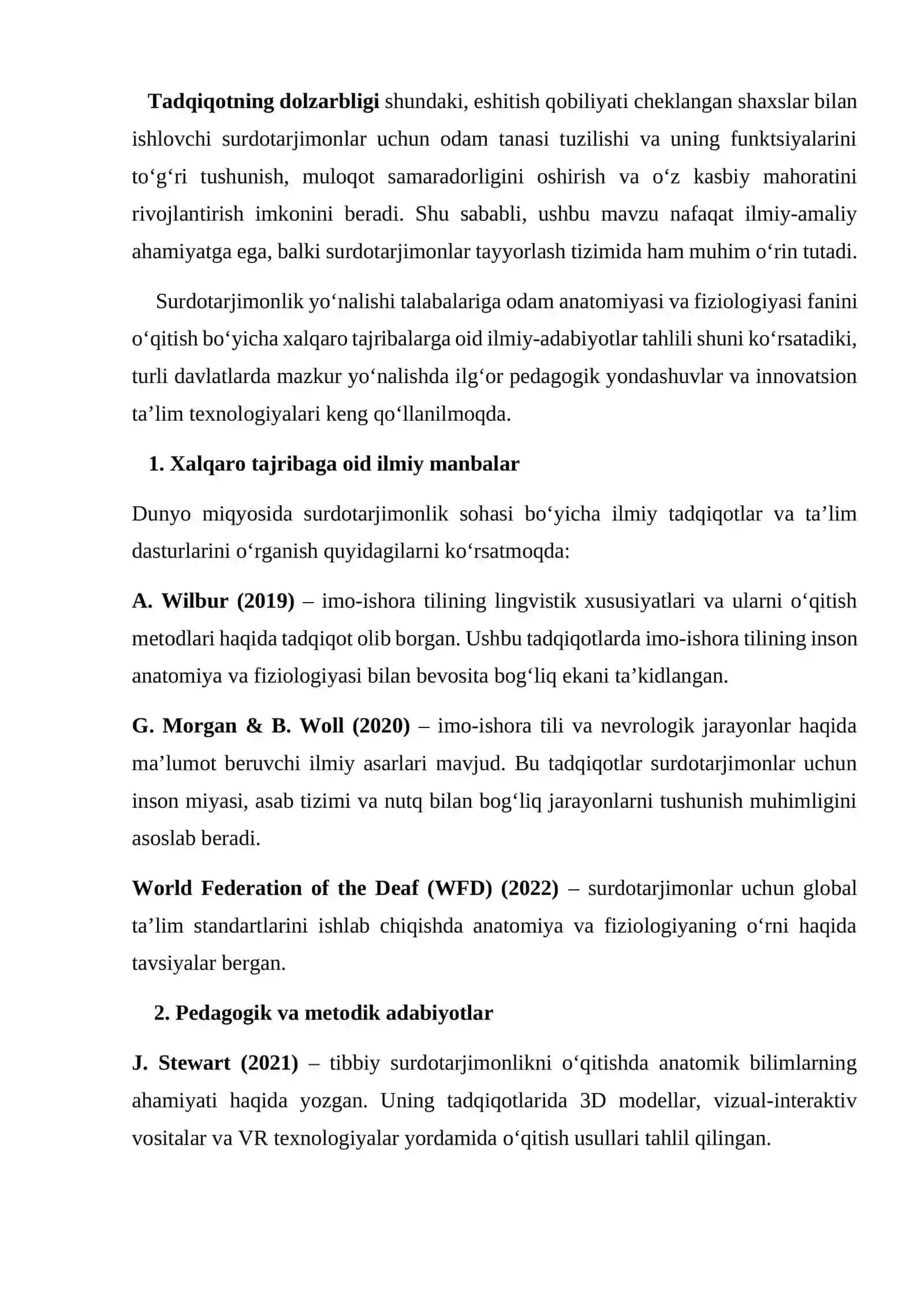 SURDOTARJIMONLIK YO’NALISHI TALABALARIDA ODAM ANATOMIYASI VA FIZIOLOGIYASI FANIDAN BILISH KOMPETENTLIGINI RIVOJLANTIRISHDA XALQARO TAJRIBALAR 2