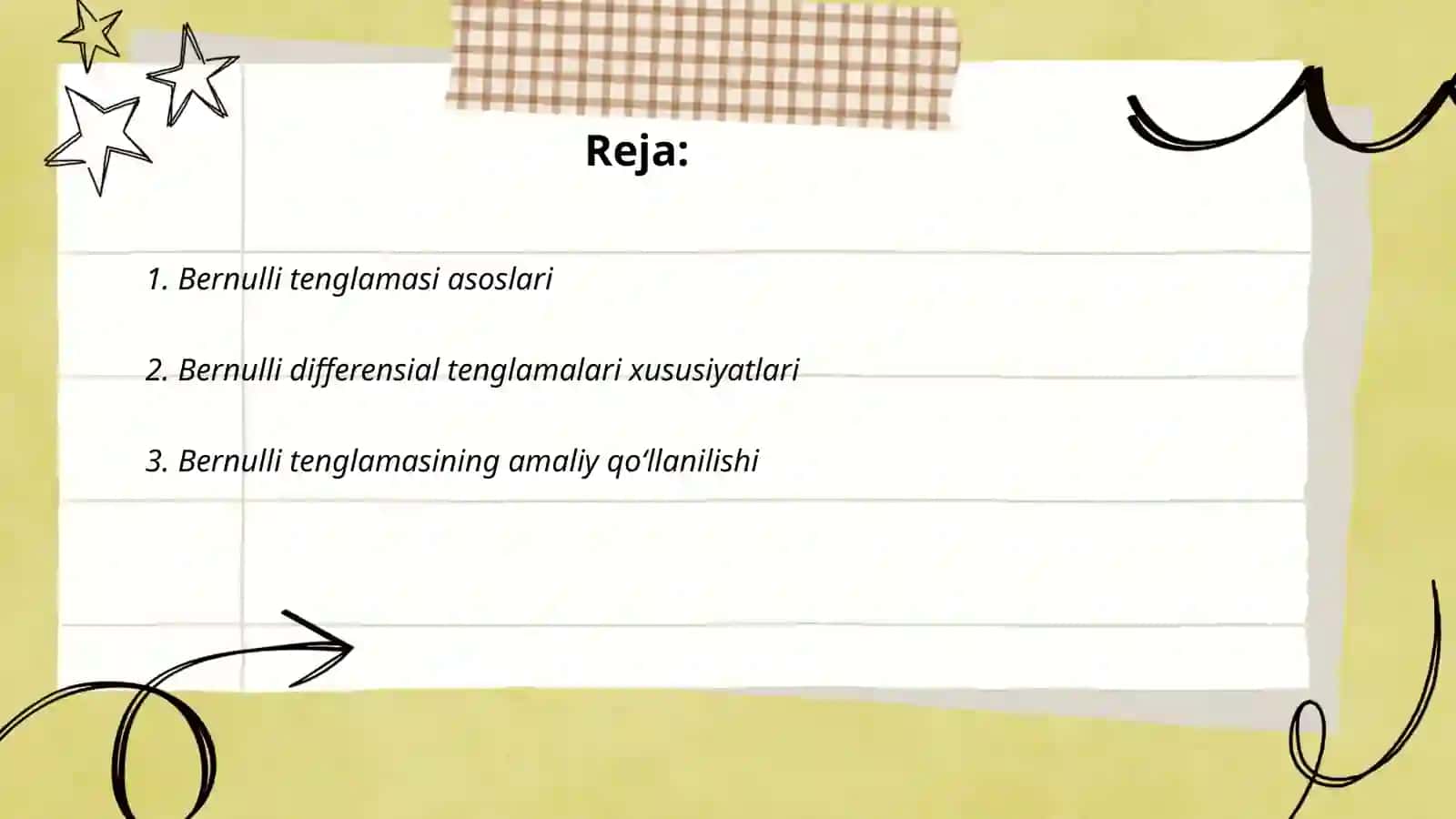 Bernulli diferensial tenglamasi va Nyuton sovush qonuni 2