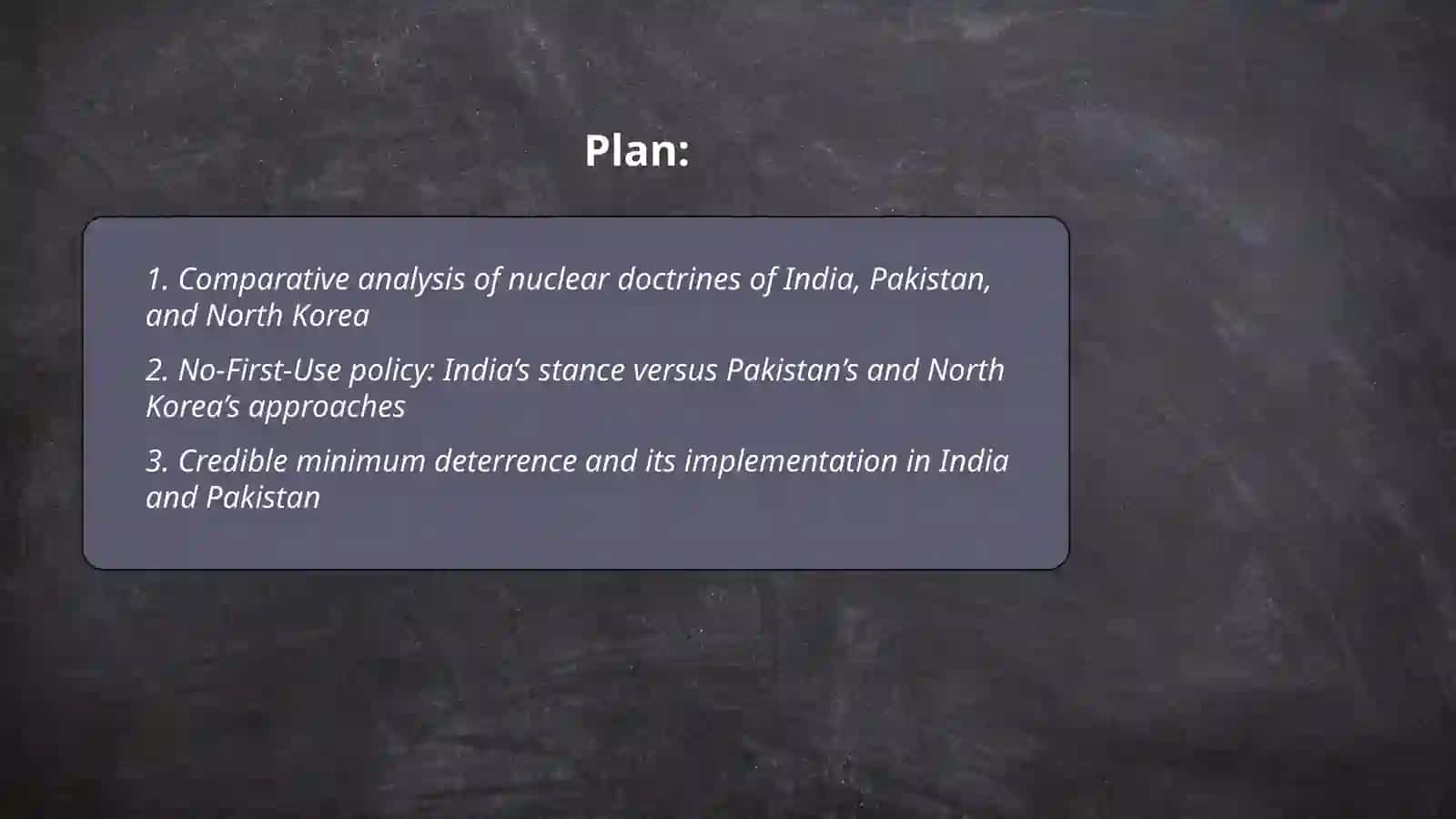 Security and Defense Policy. Nuclear policy of India, Pakistan, and North Korea 2