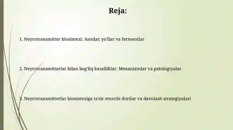 Neyromediatorlar biosimteza xamiyativakasliglari 2
