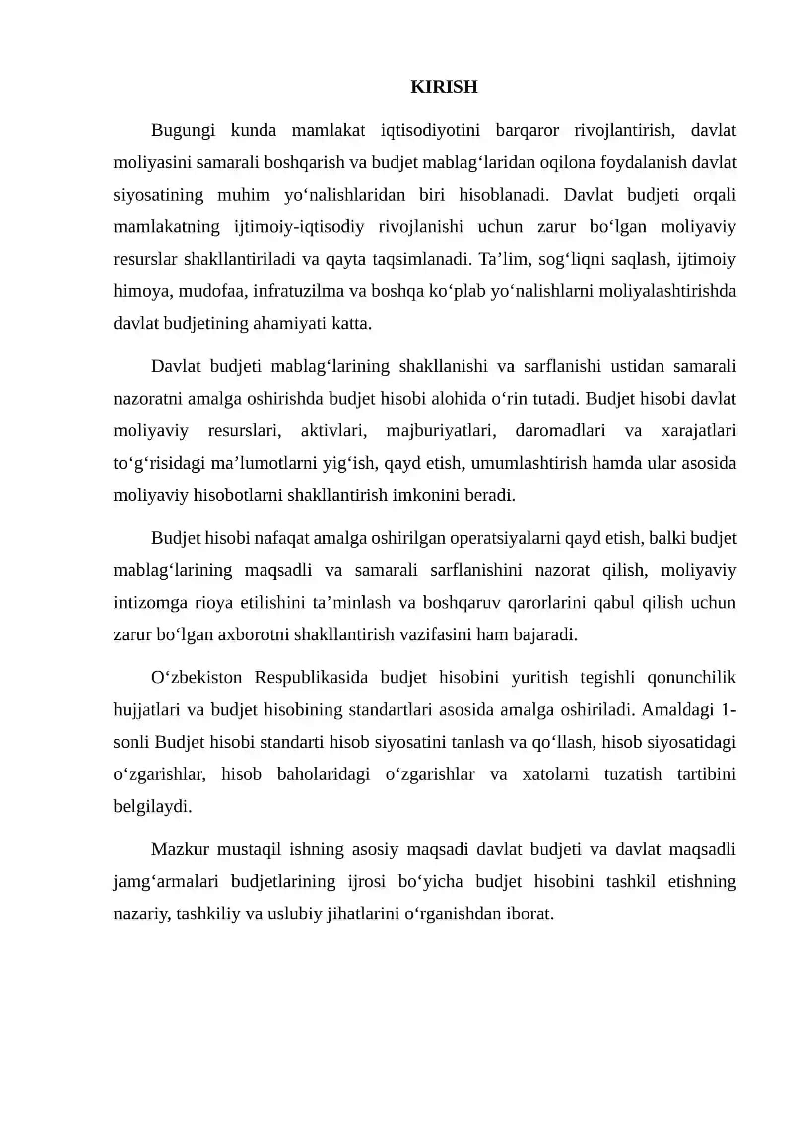 DAVLAT BUDJETI VA DAVLAT MAQSADLI JAMG‘ARMALARI BUDJETLARINING IJROSI BO‘YICHA BUDJET HISOBINI TASHKILIY-USLUBIY JIHATLARI 2