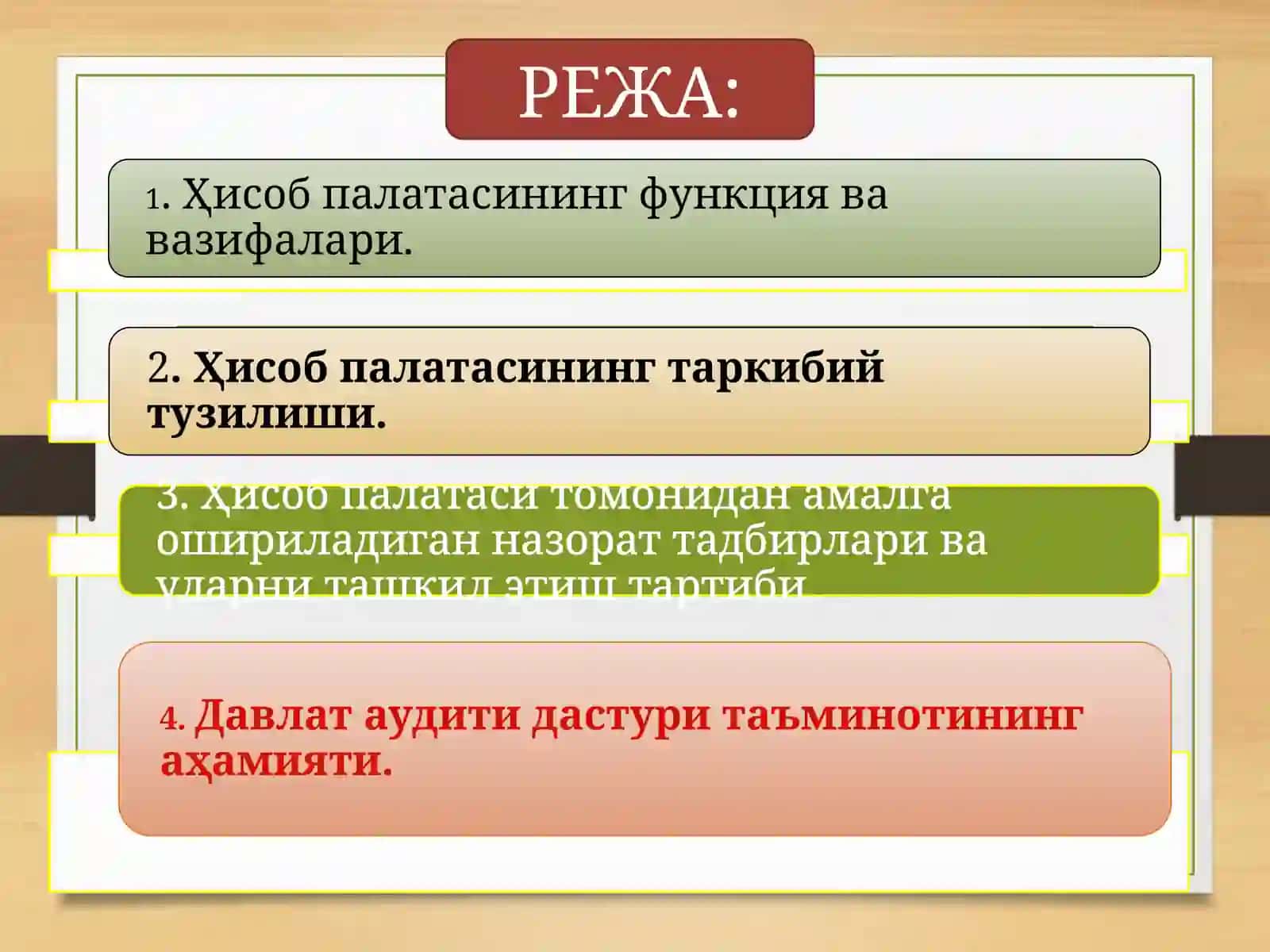 Ўзбекистон Республикаси Ҳисоб палатасива уни молиявий назоратни ташкил этишдаги ўрни 2