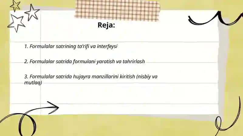 Formulalar satridan foydalanish 2