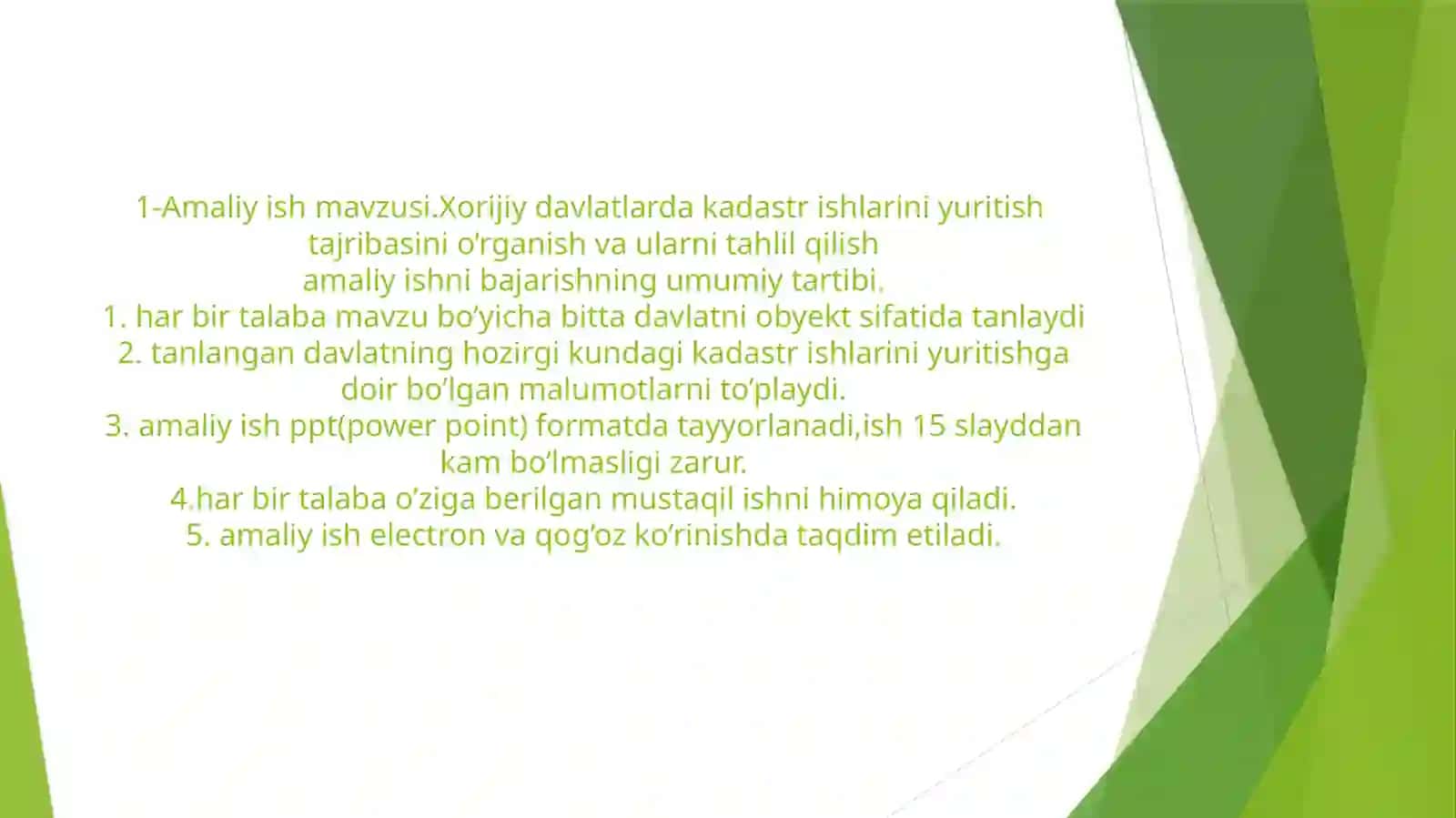 Xorijiy davlatlarda kadastr ishlarini yuritish tajribasini o’rganish va ularni tahlil qilish 2