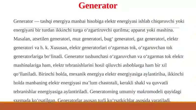Elektrongeneratorlar 2