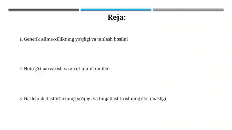 Genetik xilma-xillikning yo'qligi 2