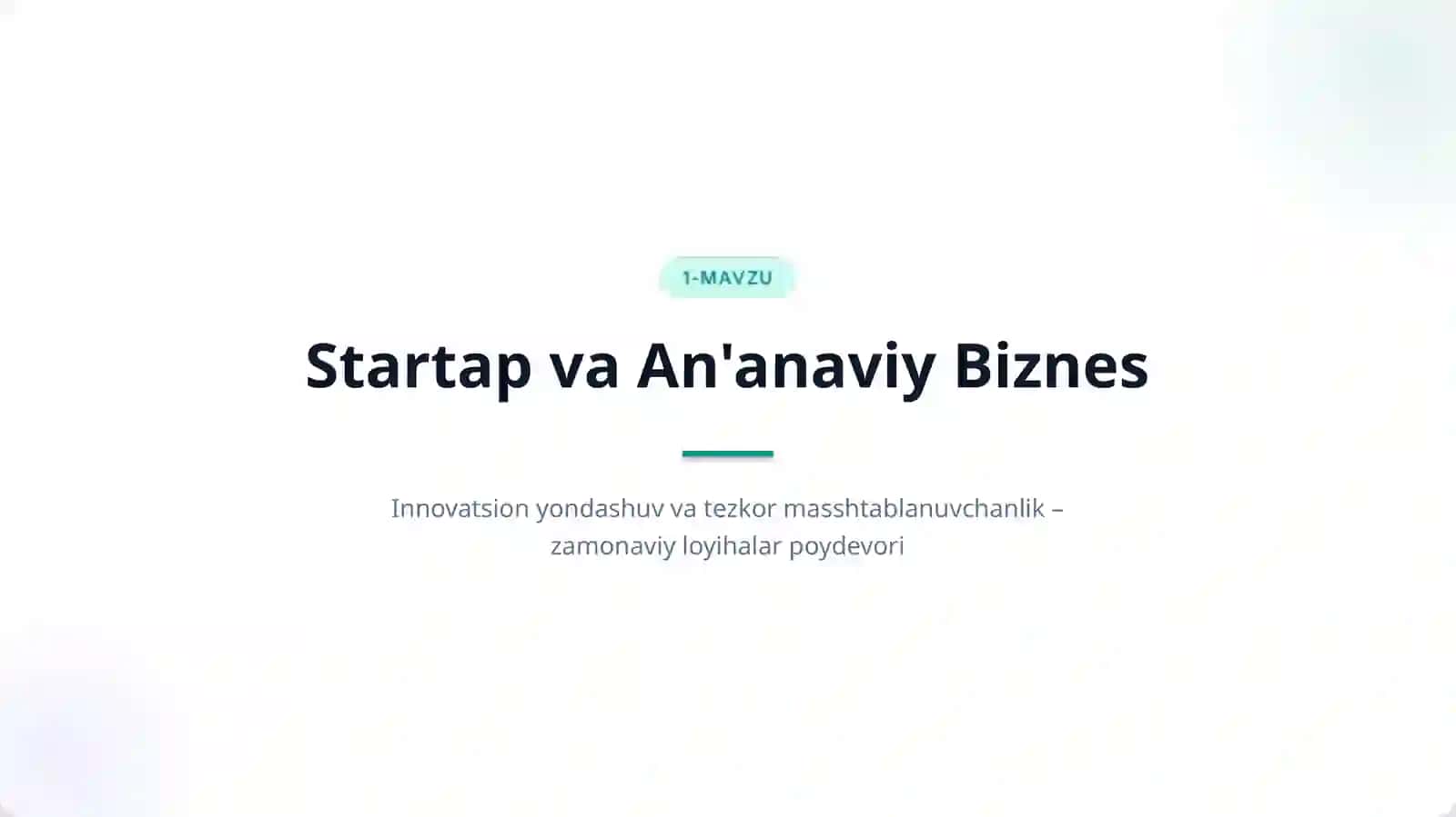 An'anaviy Biznes Loyiha 2
