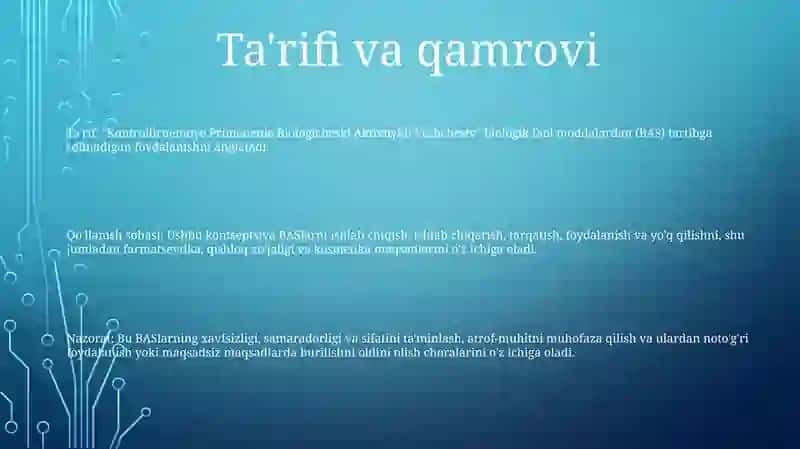 Biologik Faol Moddalarning Ishlatilishidagi Nazorat 2