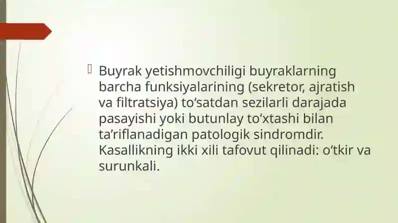 O’tkir va Surunkali Buyrak Yetishmovchiligi 2