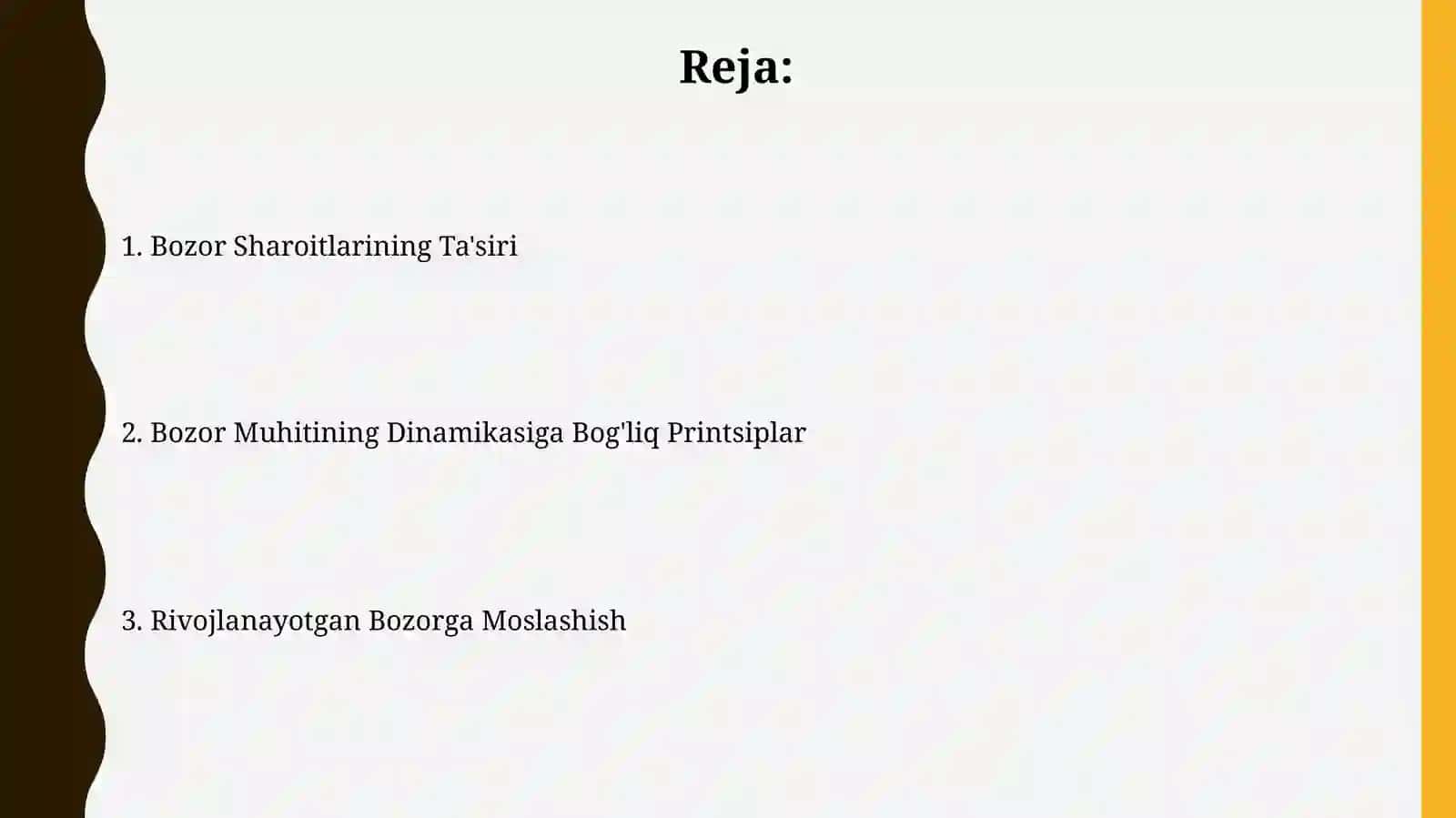 Bozor muhitining harakati bilan shartlangan tamoyillar 2