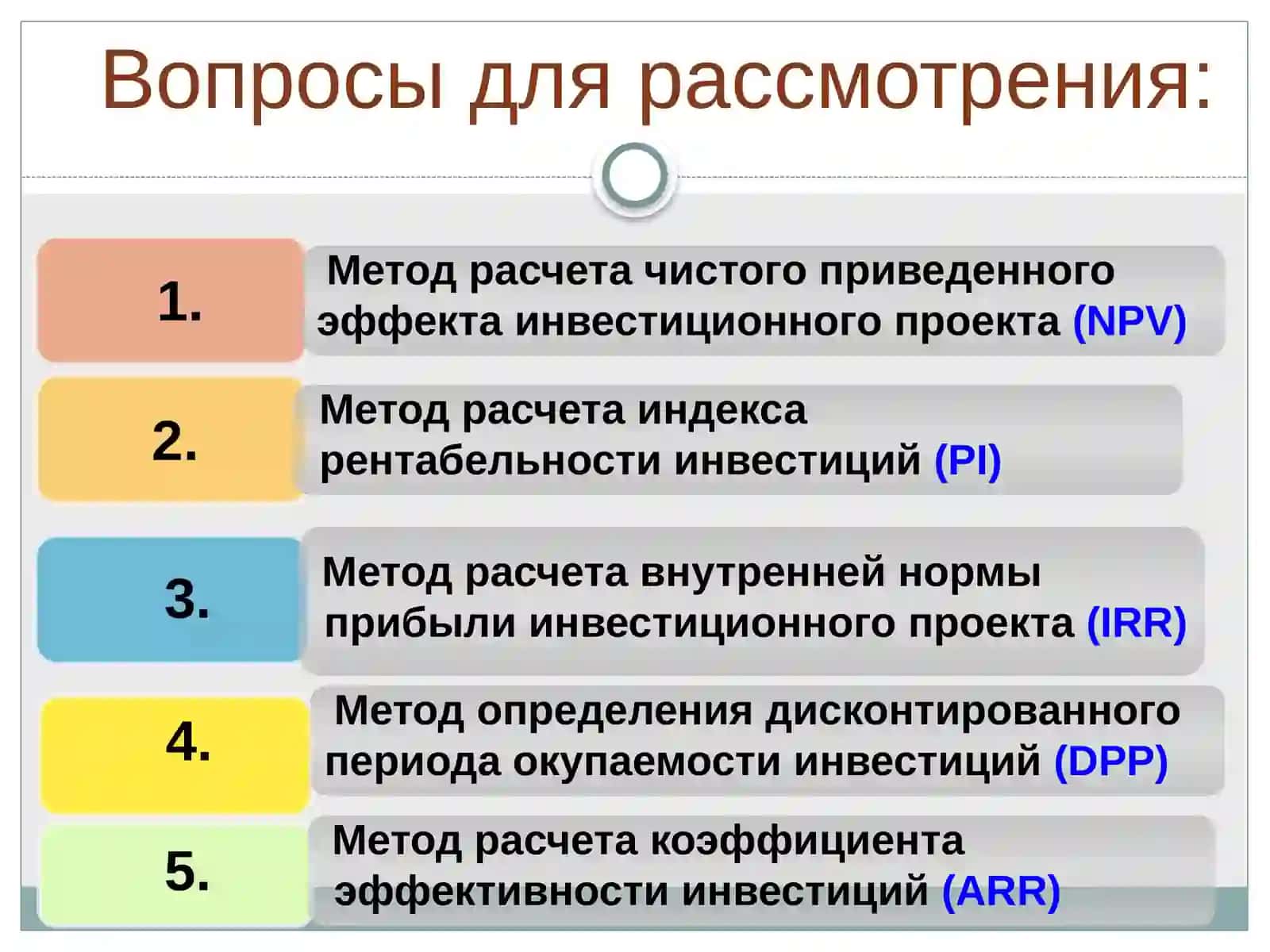 Динамические методы оценки реальных инвестиционных проектов 2