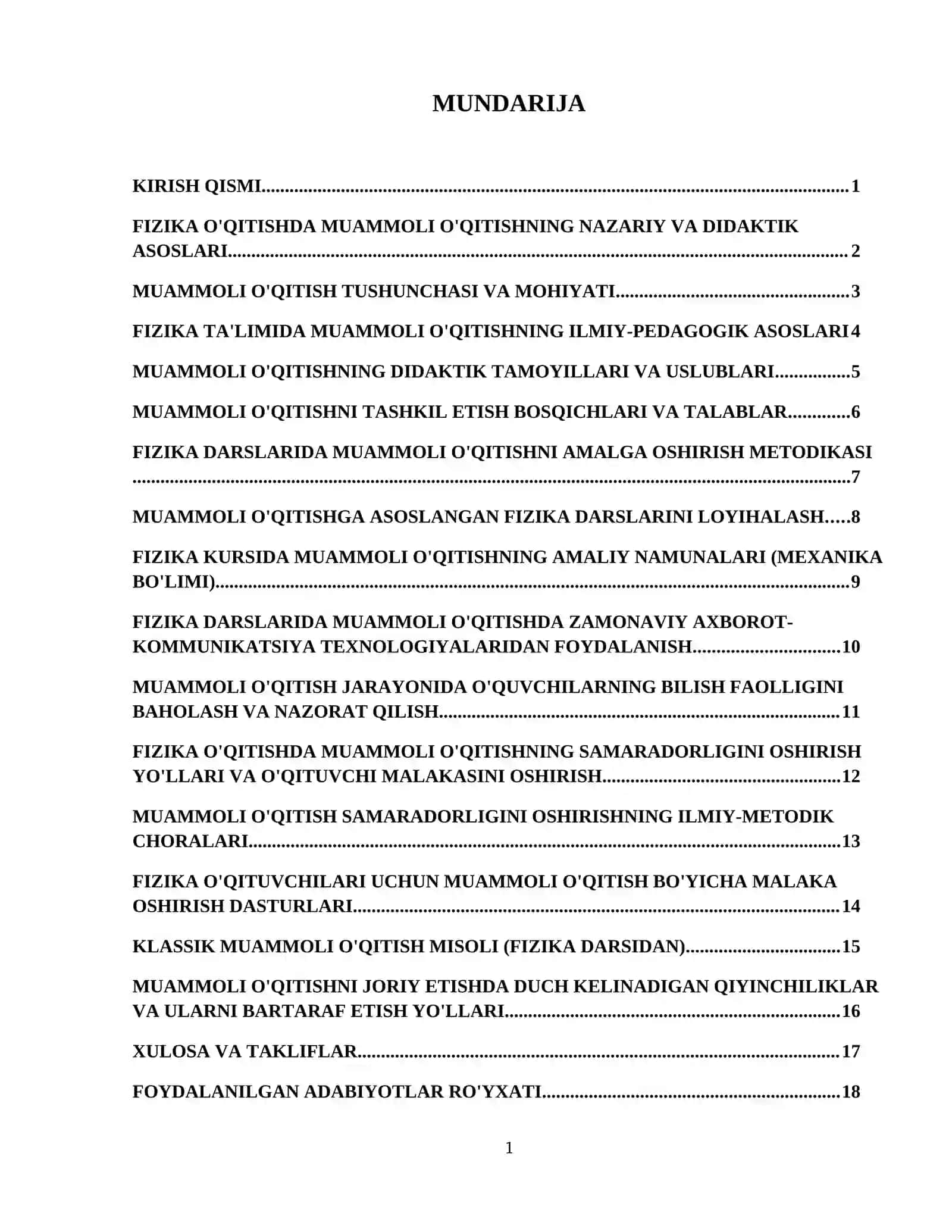 Fizika darslaridan muammoli o'qitishni amalga oshirish metodikasi 2