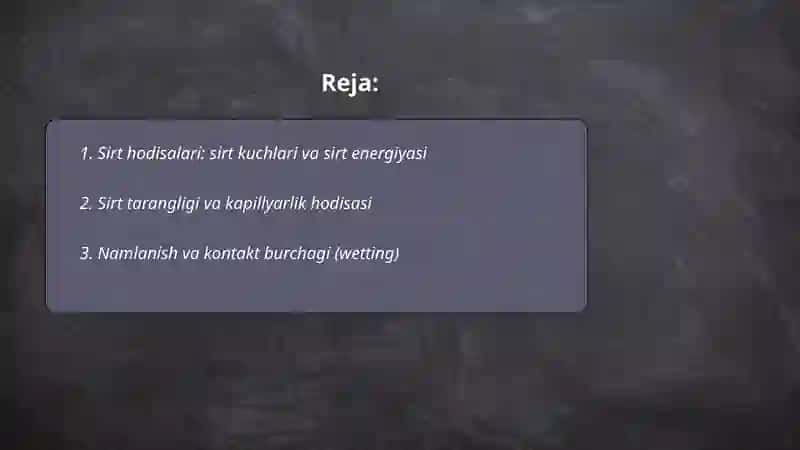 Sirt hodisalari va adsorbsiya. Xromatografiya 2