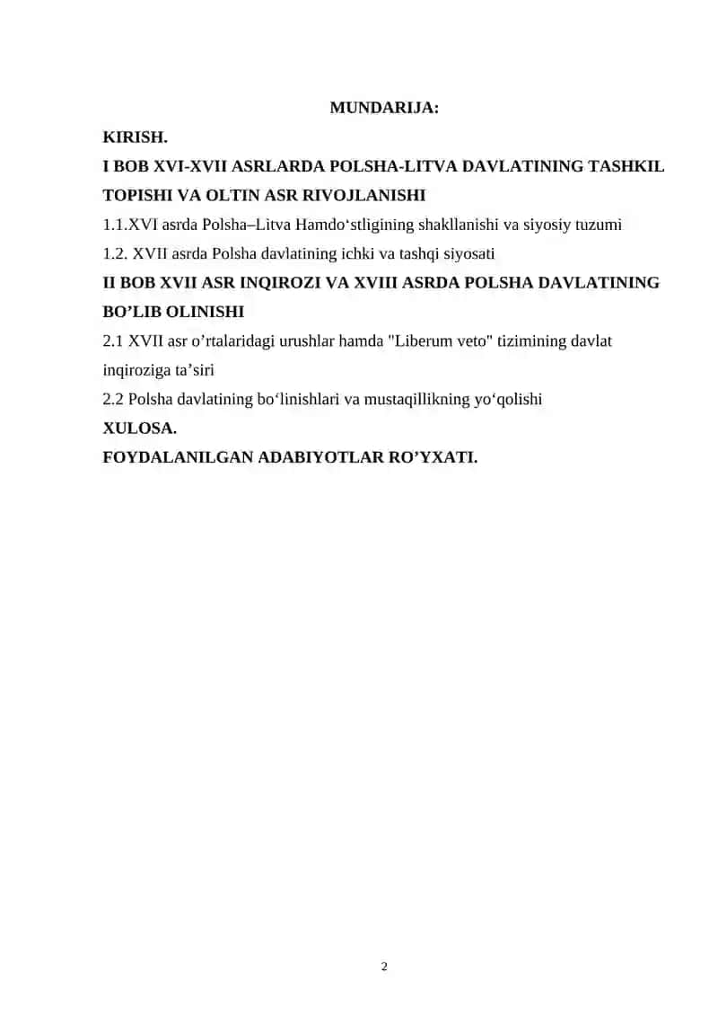XVI–XVIII ASRLARDA POLSHA DAVLATI 2