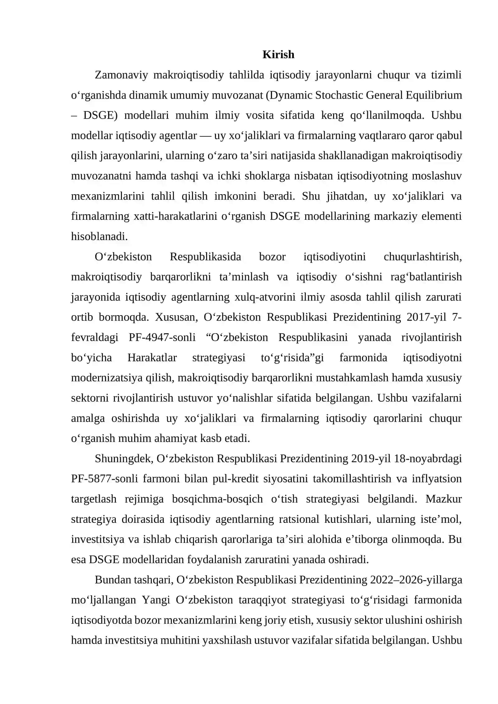 Dinamik umumiy muvozanat modelida uy xo‘jaliklari va firmalarning xatti-harakati 2