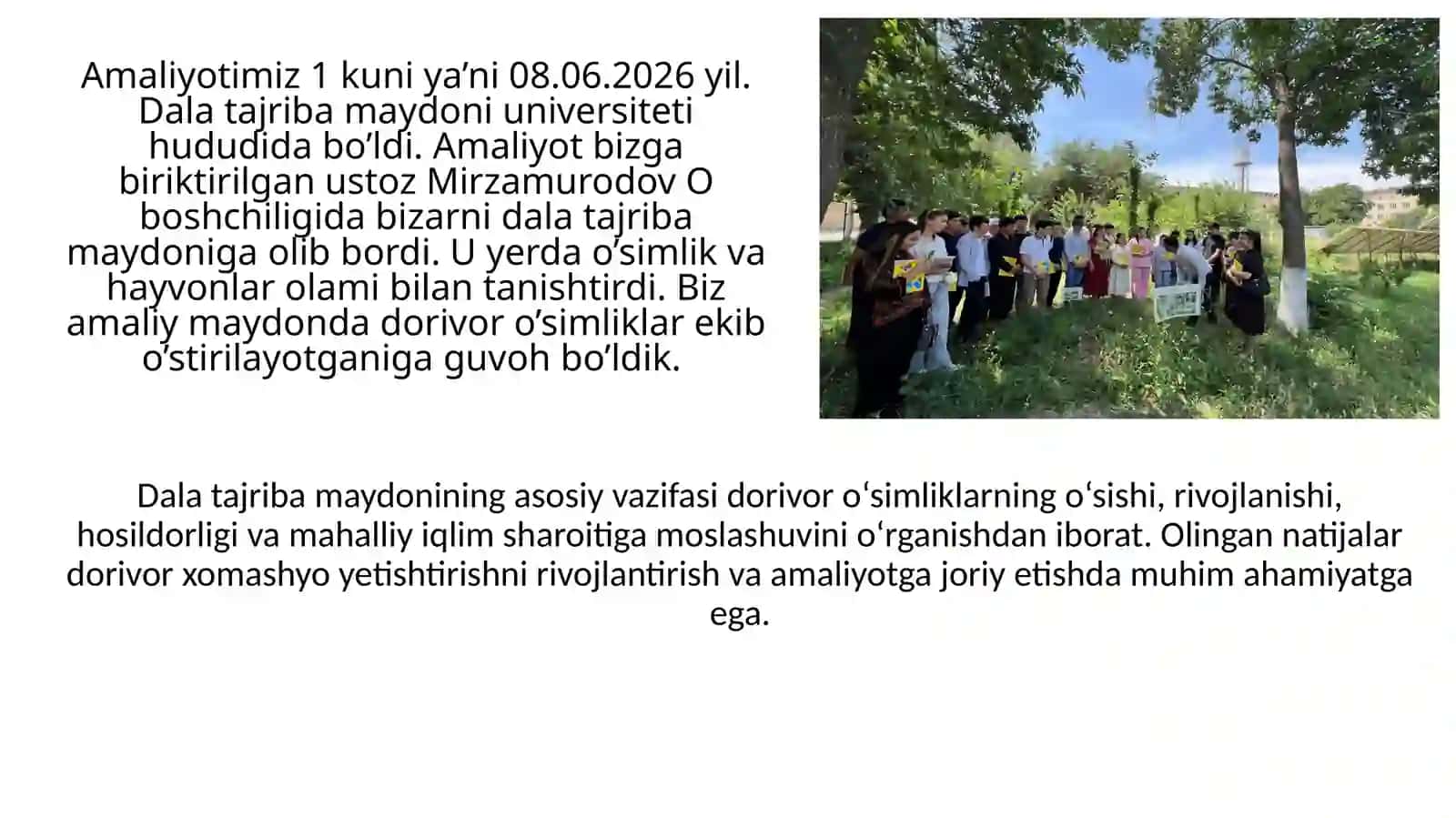 SAMARQAND DAVLAT VETERINARIYA MEDITSINASI CHORVACHILIK VA BIOTEXNOLOGIYALAR BAJARDI: Abdujalilov Shoxruh 2