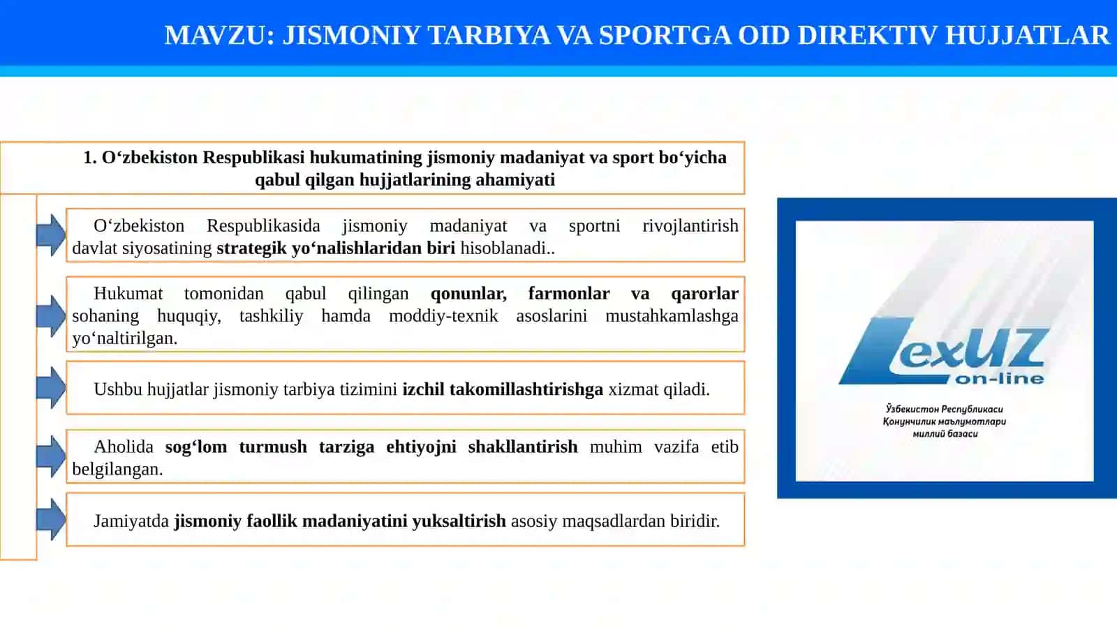 JISMONIY TARBIYA VA SPORTGA OID DIREKTIV HUJJATLAR 2