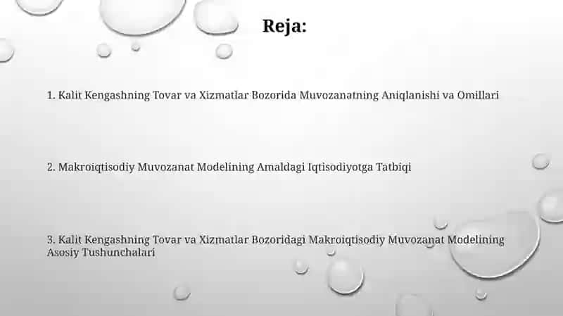 Keysning tavorlari va xizmatlari bozorida makroiqtisodiy muvozanat modeli 2