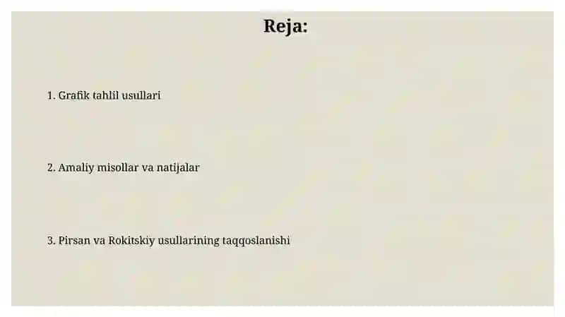 Pirson va Rokiskiy metodlari. Grafik usulda tahlil 2