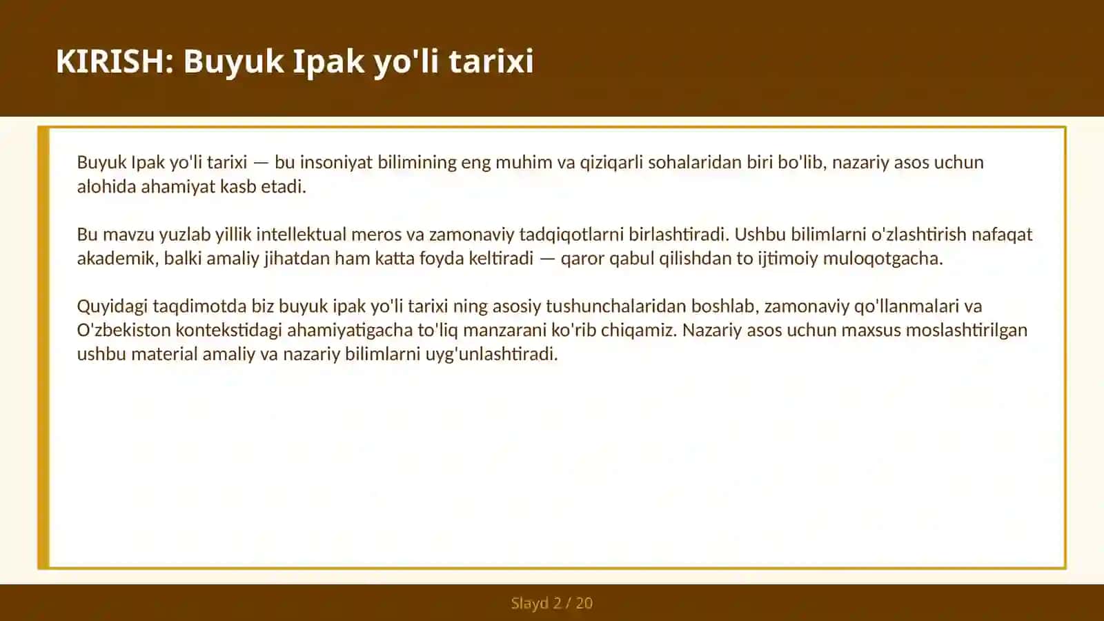 Buyuk Ipak Yo'li Tarixi 2
