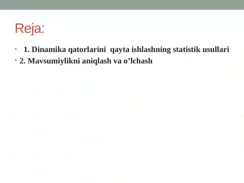 Dinamika qatorlarini qayta ishlashning statistik usullari 2