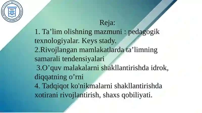 Ta’lim olish jarayonini samarali tashkil etish 2