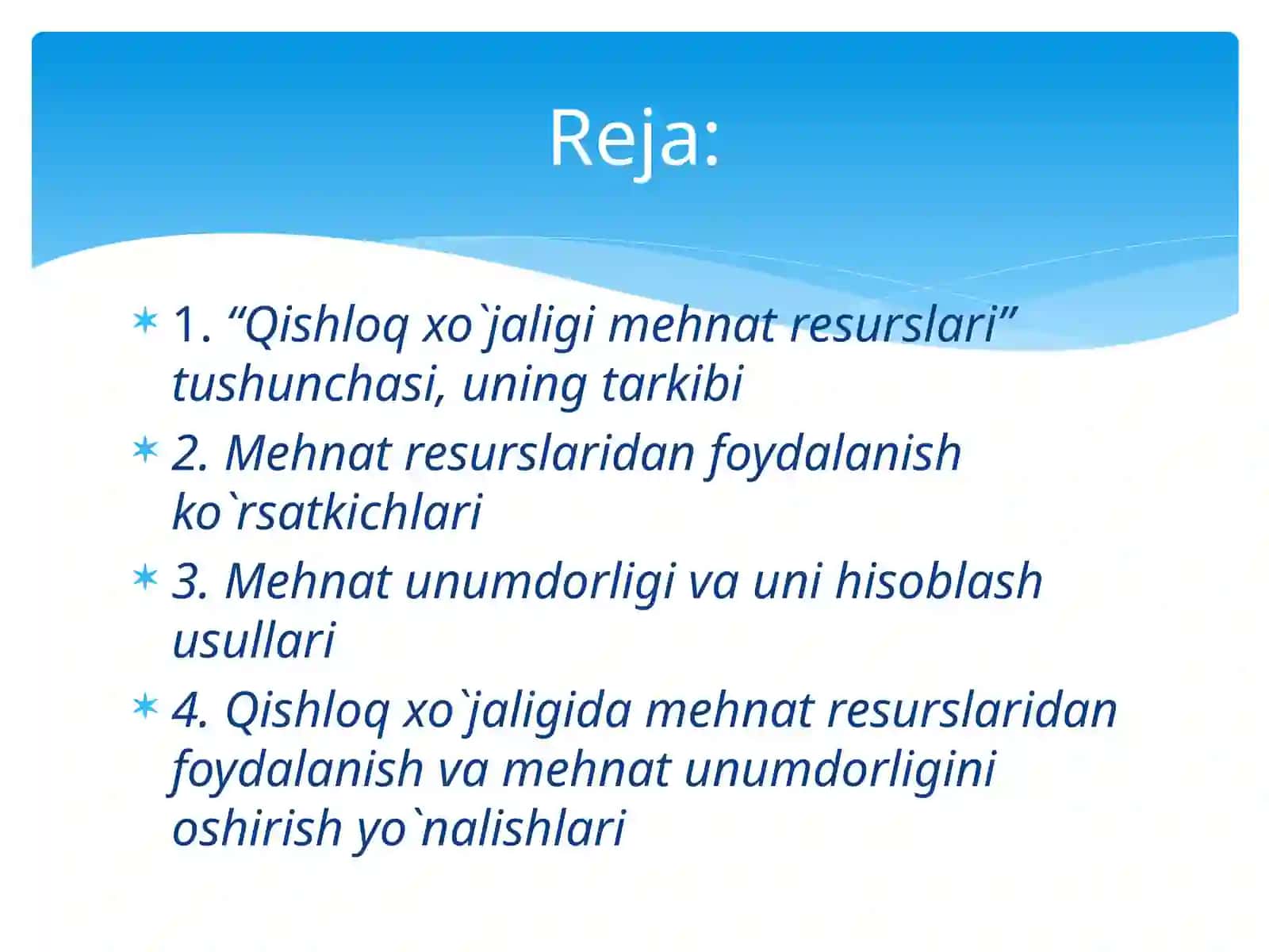 Qishloq xo`jaligidagi mehnat resurslari 2