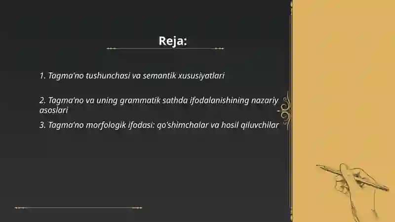 Tagma'no va uning grammatik sathda ifodalanish 2