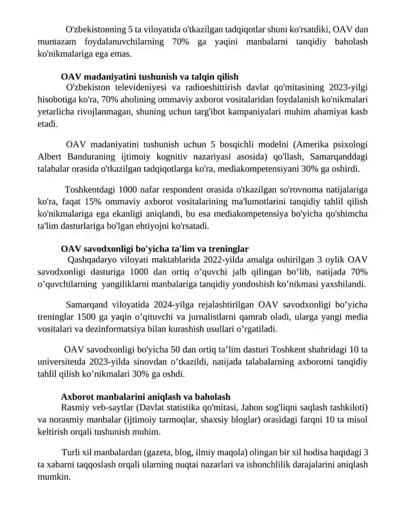 Media savodxonlikni rivojlantirish yõllari 2