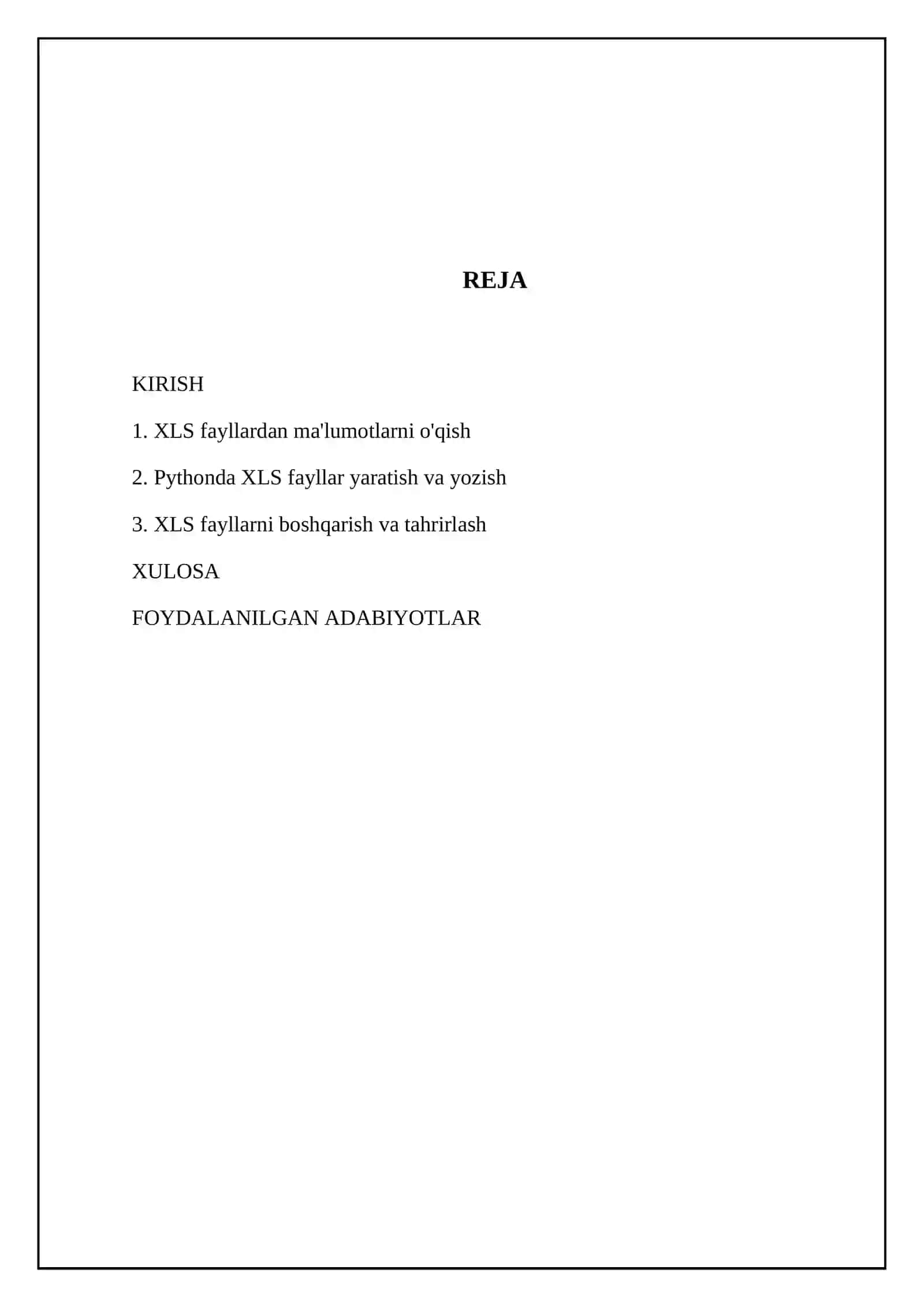 Pythonda xls fayllari bilan ishlash 2