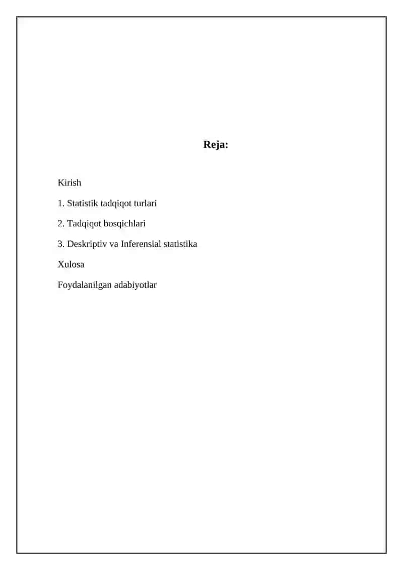Statistik tadqiqot turlari va ularning bosqichlari 2