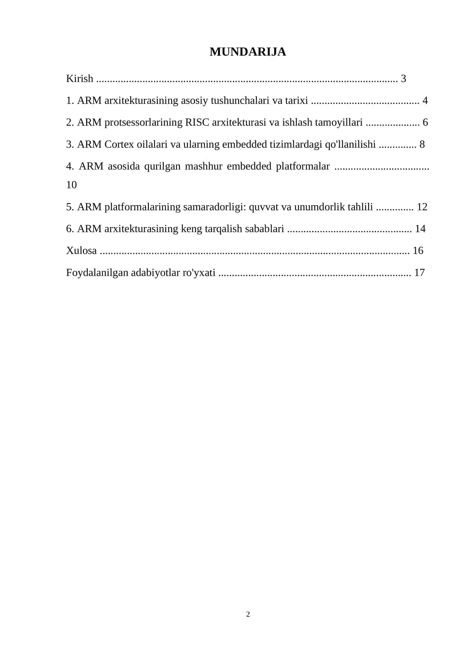 ARM arxitekturasi asosida yaratilgan embedded platformalarning samaradorligi va keng tarqalish sabablari 2