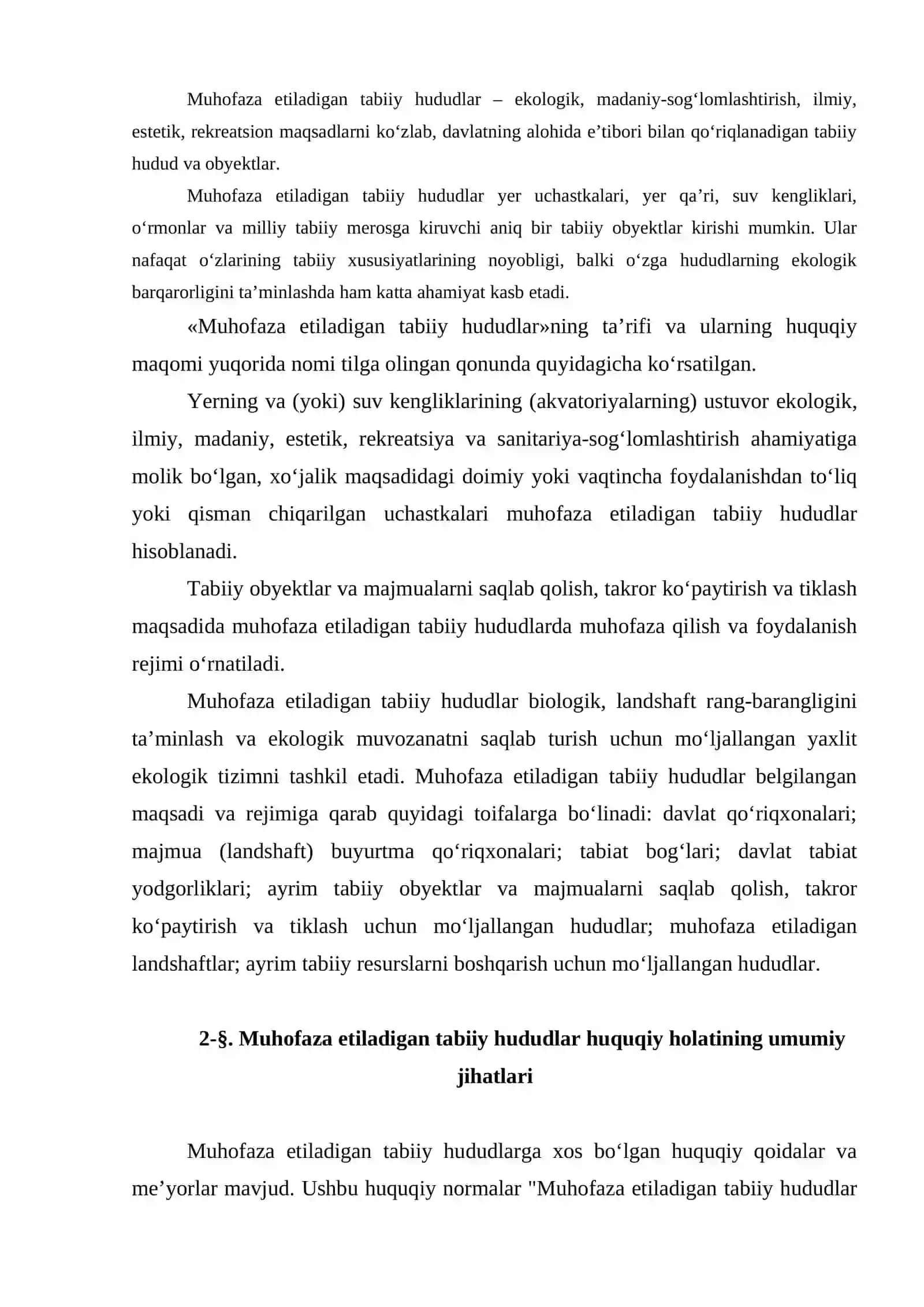 Muhofaza etiladigan tabiiy hududlar tushunchasi va ularning tasniflanishi 2