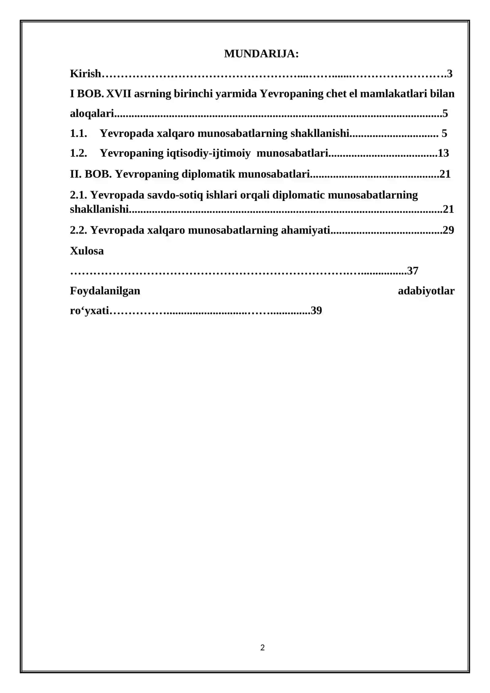 XVII ASRNING BIRINCHI YARMIDA YEVROPADA XALQARO MUNOSABATLAR 2