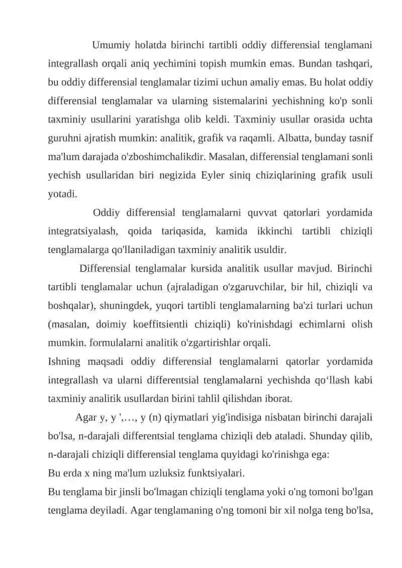 Qatorlar yordamida differensial tenglamalarni yechish 2