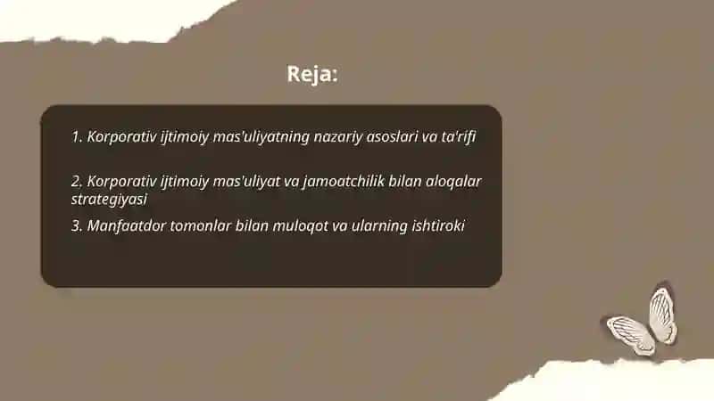 Karparativ ijtimoiy mas'uliyat va jamoatchilik bilan aloqalar 2
