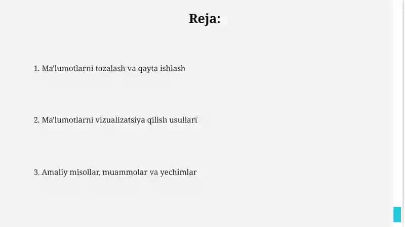 Ma'lumotlarni tozalash va qayta ishlash 2