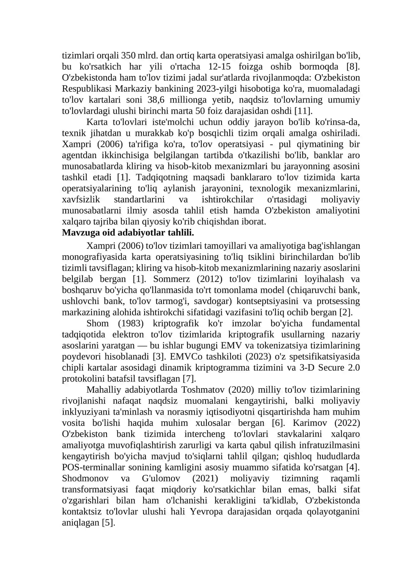 BANKLARARO TO'LOV TIZIMIDA KARTA OPERATSIYALARI ISHLASH MEXANIZMI 2