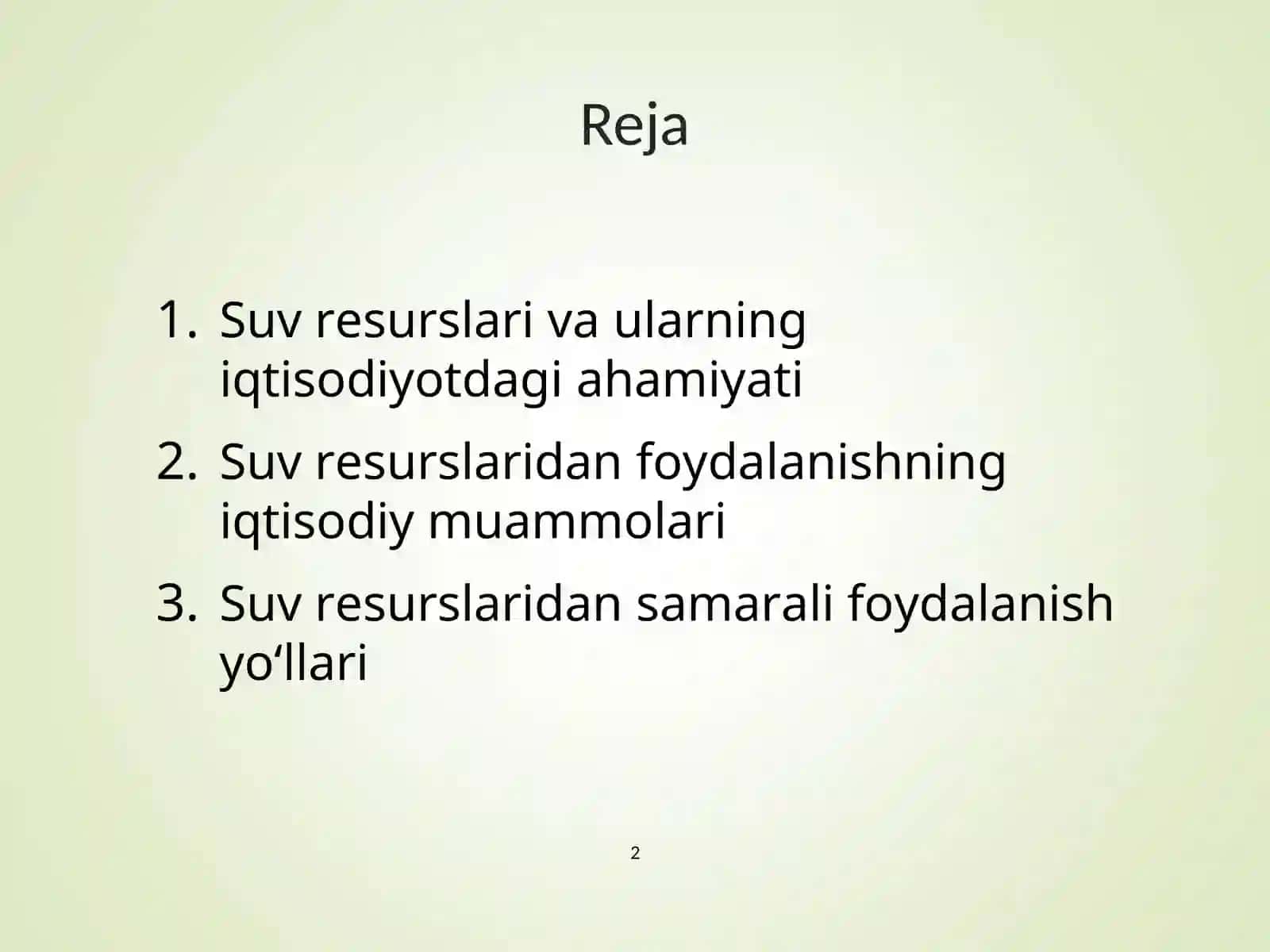 Suv resurlaridan foydalanishning iqtisodiy muammolari 2
