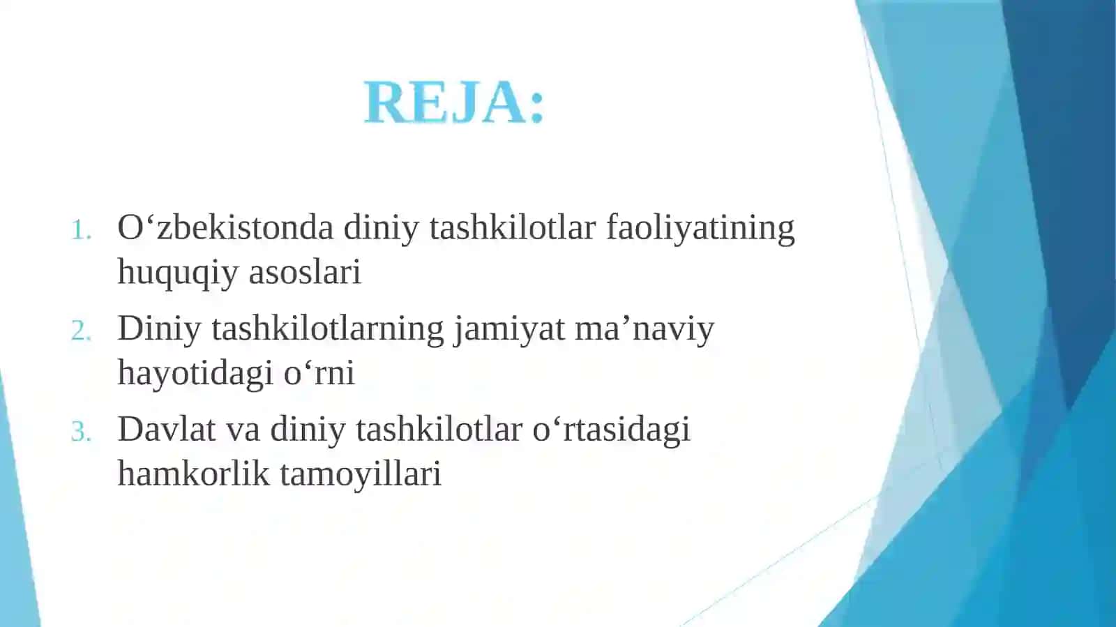 O’zbekistonda olib borilayotgan diniy tashkilotlar faoliyati 2