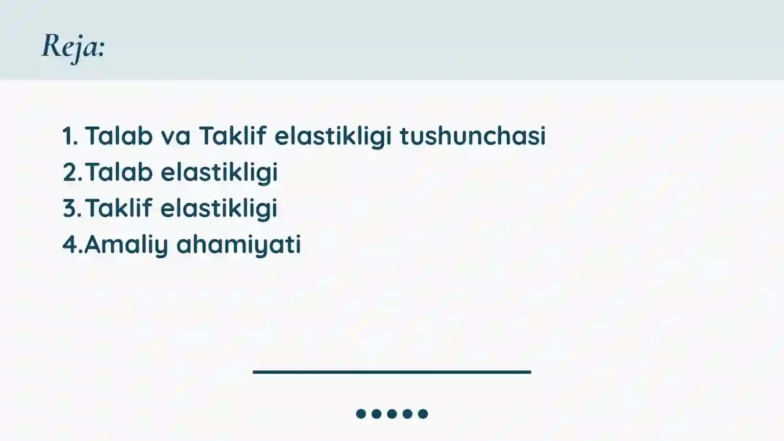 Talab va Taklif elastikligi 2