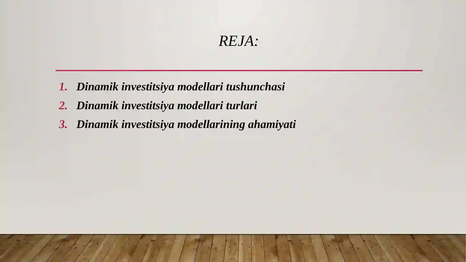 Investitsiyalarning dinamik modellari 2
