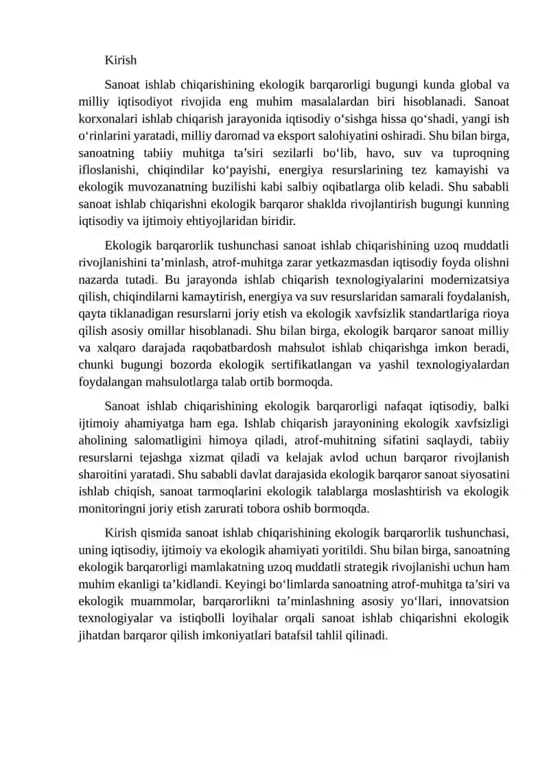 Sanoat ishlab chiqarishining ekologik barqarorligi 2