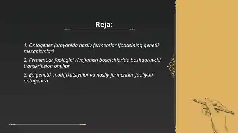 Ontogenez fermentlar faolligini boshqarilishning ahamiyati nasliy fermentlar 2
