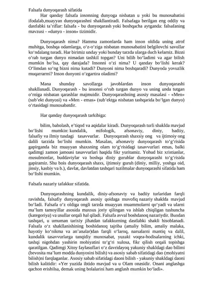 Falsafa fanining predmeti va uning jamiyatdagi o‘rni 2