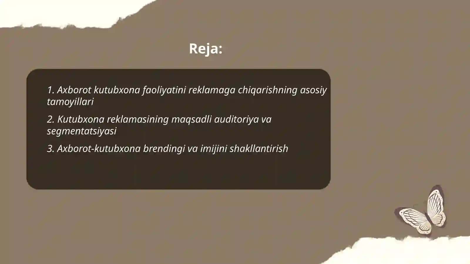Axborot kutubxona faoliyati muassasalari reklamasining o'ziga xos xususiyatlari 2
