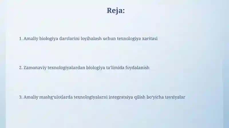 Biologiyadan amaliy mashg'ulotlar loyihalash texnologiyasi 2